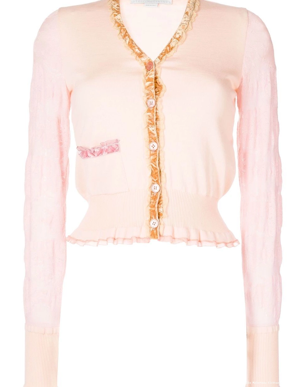 Affordable McCartney Women velvet-trim Stella wool cardigan 0801